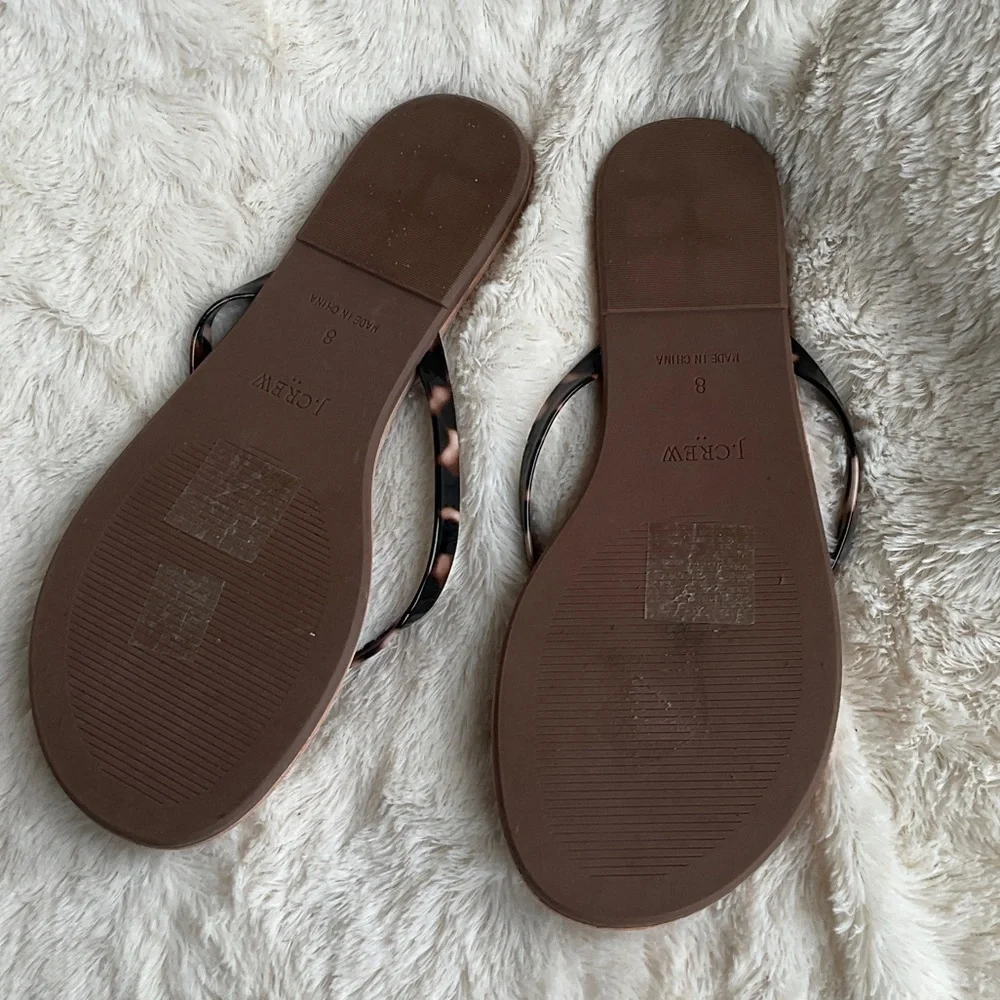 J. Crew Brown Flip Flop Sandals with Tortoiseshell Straps - Picture 2 of 4